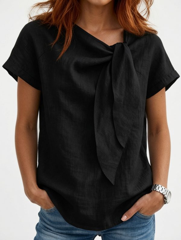 grok-image-0a710170-8b09-43cf-b975-157b52336480 Harper Blouse – Women's Elegant Tie Neck Blouse | Lightweight Office Top