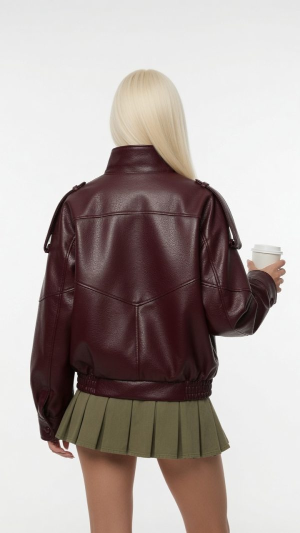 grok-image-0ebbd0de-c734-441d-94ef-413de13c2e1b The Nova Jacket – Women’s Oversized Faux Leather Jacket – Minimalist Streetwear