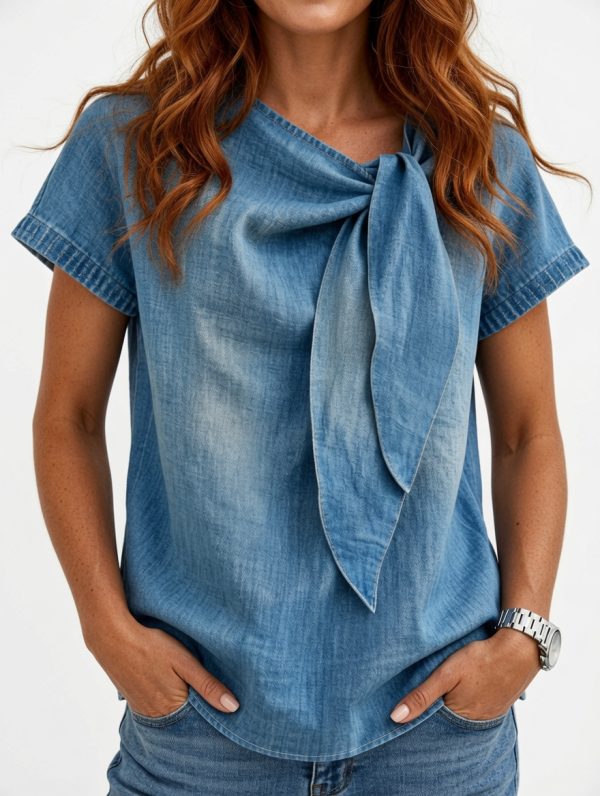 grok-image-32264903-b461-4806-9cd8-04e0366e84ed Harper Blouse – Women's Elegant Tie Neck Blouse | Lightweight Office Top