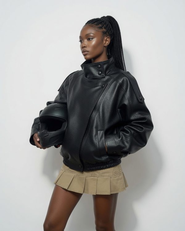 grok-image-369f75b0-5c3b-4066-af1a-6dff10edd0b9 The Nova Jacket – Women’s Oversized Faux Leather Jacket – Minimalist Streetwear