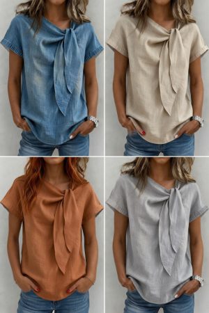 grok-image-5b934bed-1986-4071-8f9c-a3d3af4c4324 Harper Blouse – Women's Elegant Tie Neck Blouse | Lightweight Office Top