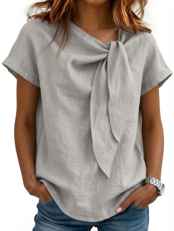 grok-image-69873ab2-136b-4fd3-baf1-671d8f24f5f0 Harper Blouse – Women's Elegant Tie Neck Blouse | Lightweight Office Top