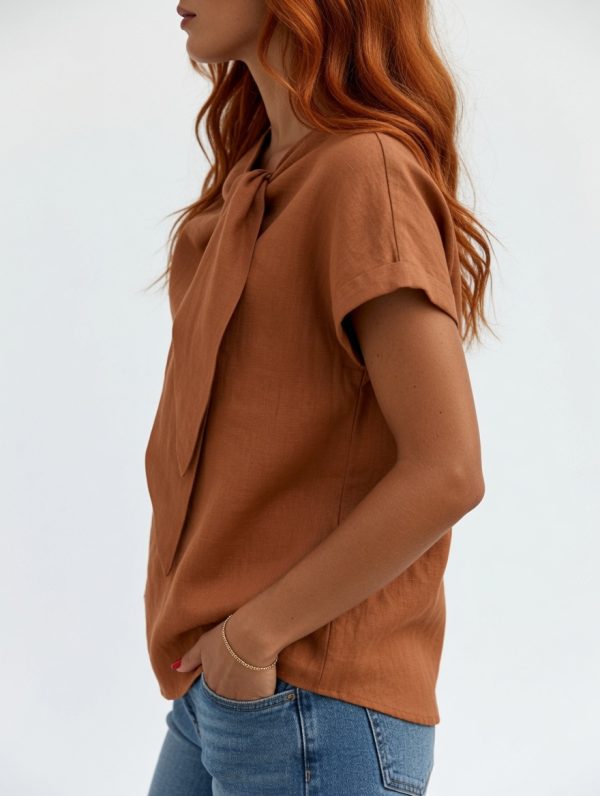 grok-image-7b856aa5-0bfe-45f9-b7f0-ae40c2ab57f0 Harper Blouse – Women's Elegant Tie Neck Blouse | Lightweight Office Top