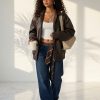 grok-image-a24599d6-0693-4ced-bd43-cb8becf73a70 Aurora Jacket – Women's Coffee Brown Faux Leather Jacket | Woven Leather Look Autumn & Winter Coat