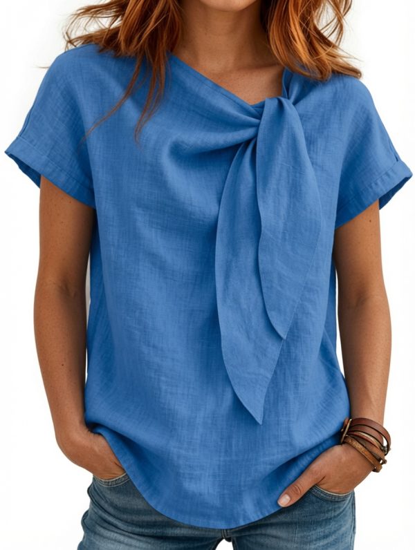 grok-image-a80cf65c-58d8-40df-8539-e8dcde73e4e3 Harper Blouse – Women's Elegant Tie Neck Blouse | Lightweight Office Top