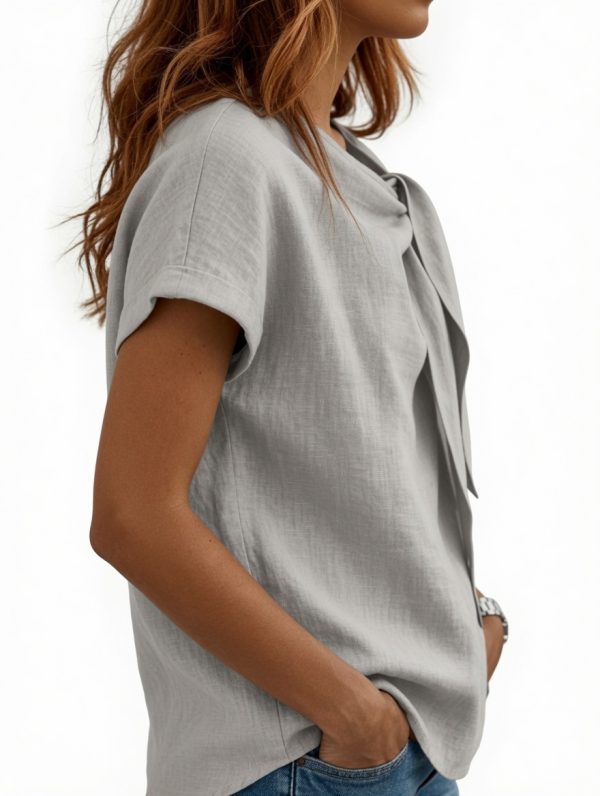 grok-image-ab0b33d1-4736-4686-947e-3d9c6d16317a Harper Blouse – Women's Elegant Tie Neck Blouse | Lightweight Office Top