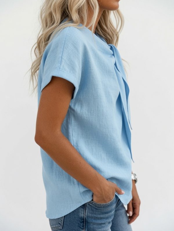 grok-image-b7991b48-2bd8-42b3-973d-f676a55f593c Harper Blouse – Women's Elegant Tie Neck Blouse | Lightweight Office Top