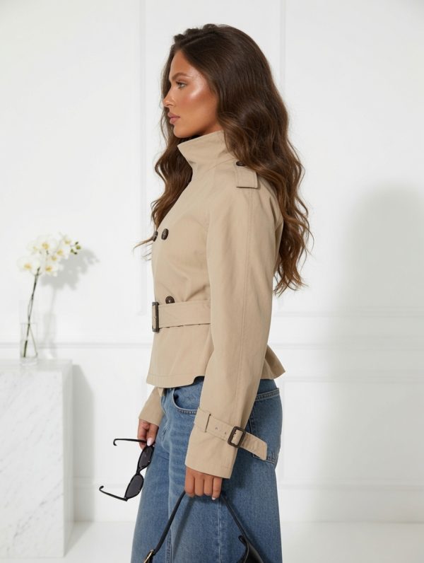 grok-image-bac26010-aadd-4142-aaa6-7bfee4c66d43 Sienna Trench – Women's Vintage Belted Trench Coat | High Collar Autumn & Winter Jacket