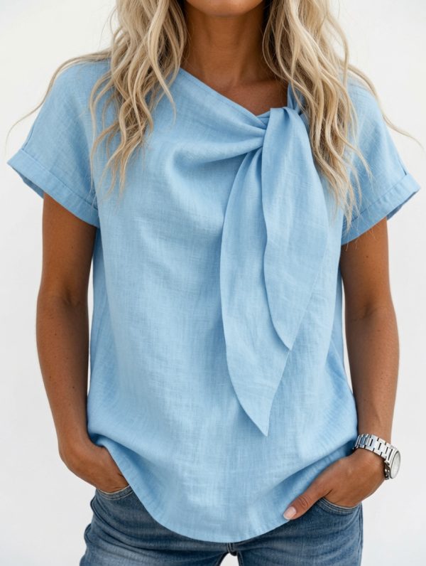 grok-image-d6e4ccbb-5815-4a74-8e71-3821ed5e1ab7 Harper Blouse – Women's Elegant Tie Neck Blouse | Lightweight Office Top
