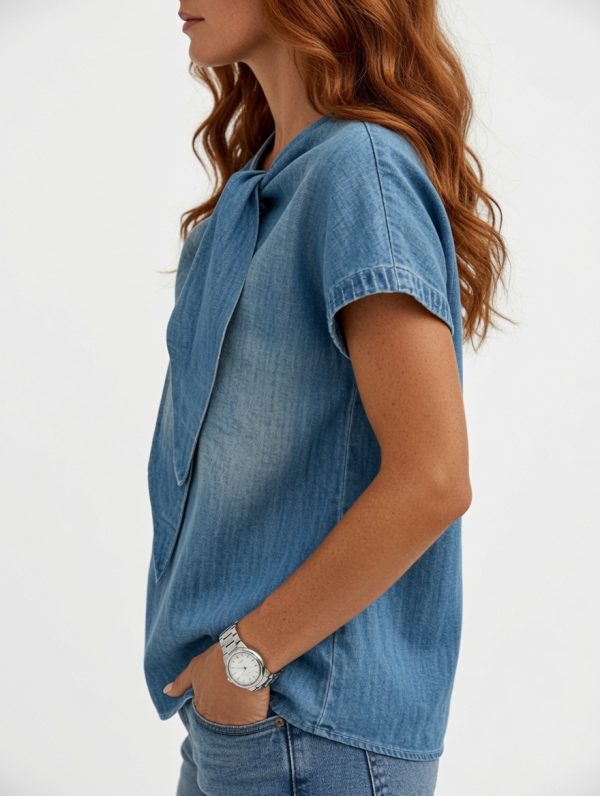 grok-image-e6e98d7e-a844-437b-962f-6204d498366c Harper Blouse – Women's Elegant Tie Neck Blouse | Lightweight Office Top