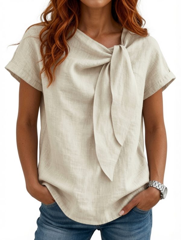 grok-image-e713ac01-e153-457d-aa13-6ef829c51693 Harper Blouse – Women's Elegant Tie Neck Blouse | Lightweight Office Top