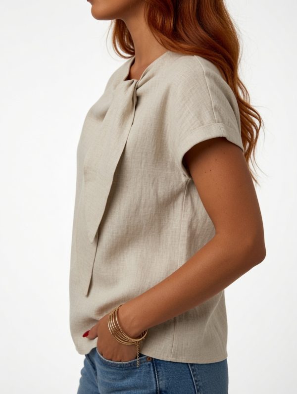 grok-image-edf332cb-0301-4f41-b94d-8eb00bcb07b9 Harper Blouse – Women's Elegant Tie Neck Blouse | Lightweight Office Top