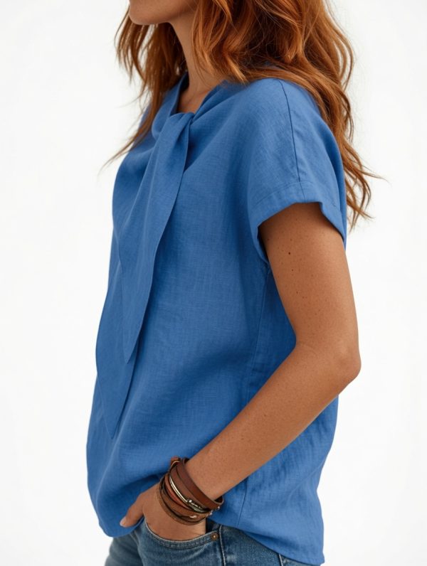 grok-image-f4b21e2a-fca8-452c-aca0-7911af63eada Harper Blouse – Women's Elegant Tie Neck Blouse | Lightweight Office Top